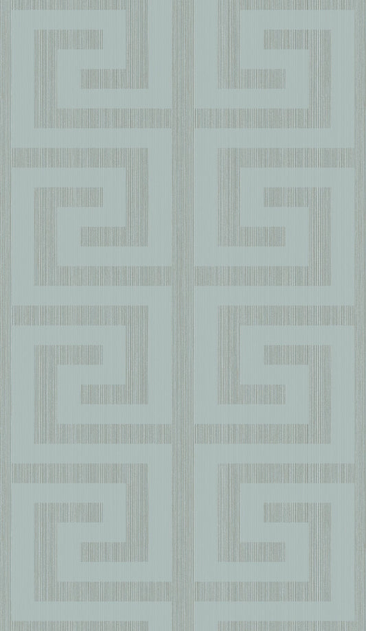 Etten Studios  Greek Key Geometric Contemporary Metallic Sea Green   - 2232004
