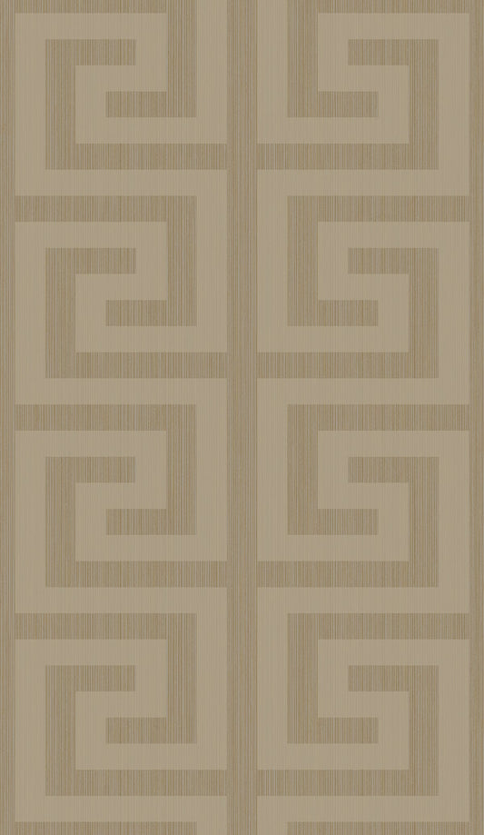 Etten Studios Essential Textures Greek Key Geometric Contemporary Beige Metallic Sidewall - 2232007