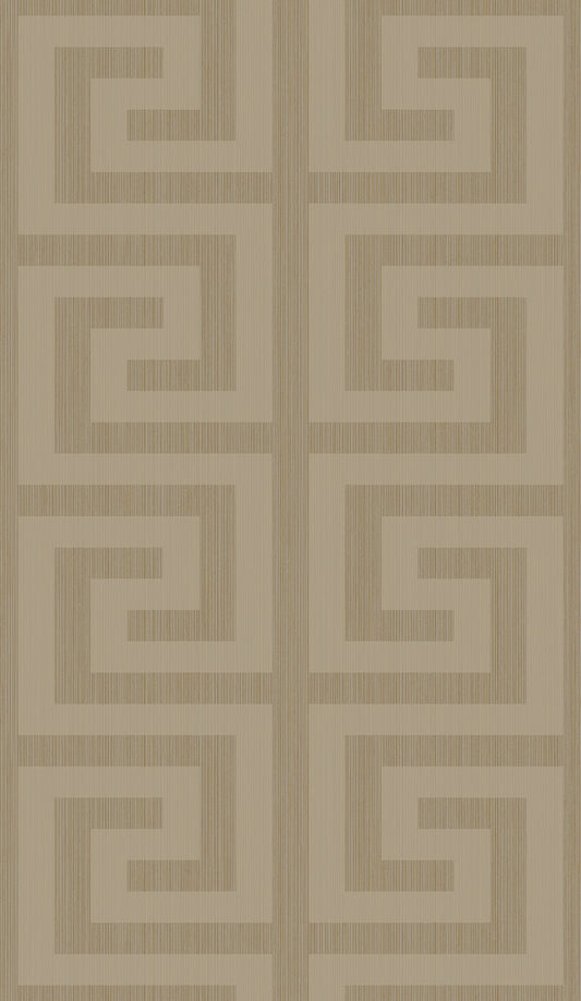 Etten Studios  Greek Key Geometric Contemporary Khaki & Metallic Champagne   - 2232007