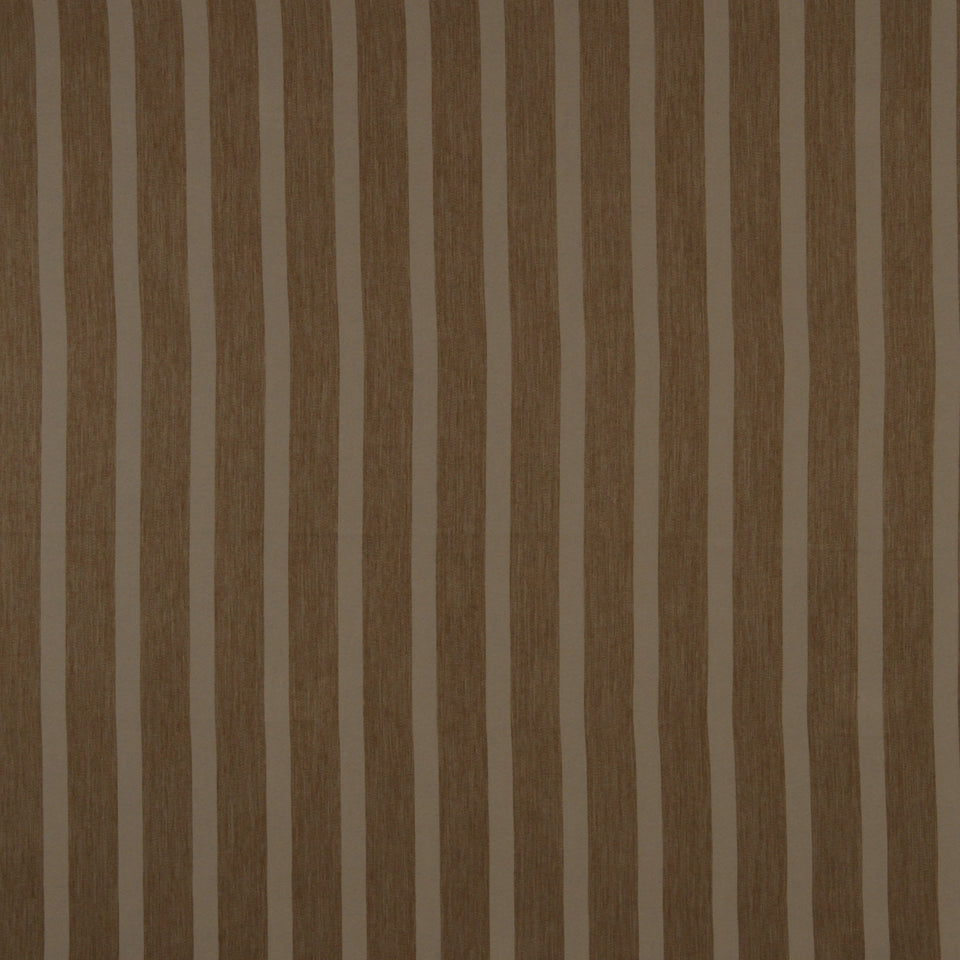 Beige drapery fabric with vertical brown stripes; warm striped pattern for home decor.