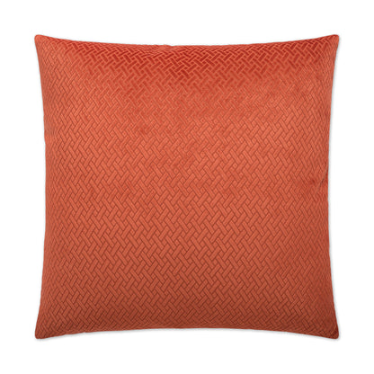 Burnt orange 24x24 inch square throw pillow with a geometric paprika pattern.