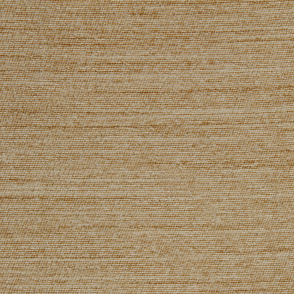 Camel-colored woven fabric texture with subtle horizontal tan stripes; drapery fabric.