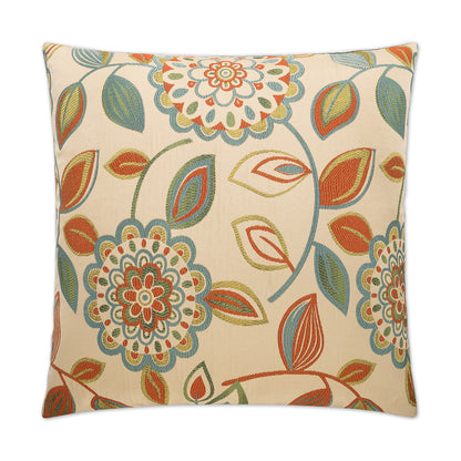 D.V. KAP HOME   24" x 24" Flander Pillow Embroidery, Floral    - 2248-2424