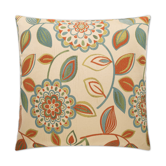 D.V. KAP HOME   24" x 24" Flander Pillow Embroidery, Floral    - 2248-2424