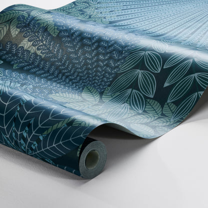 SCHUMACHER WALLCOVERING  BORASTAPETER VELVET LEAVES   SPRUCE AND BLUE   - 2261