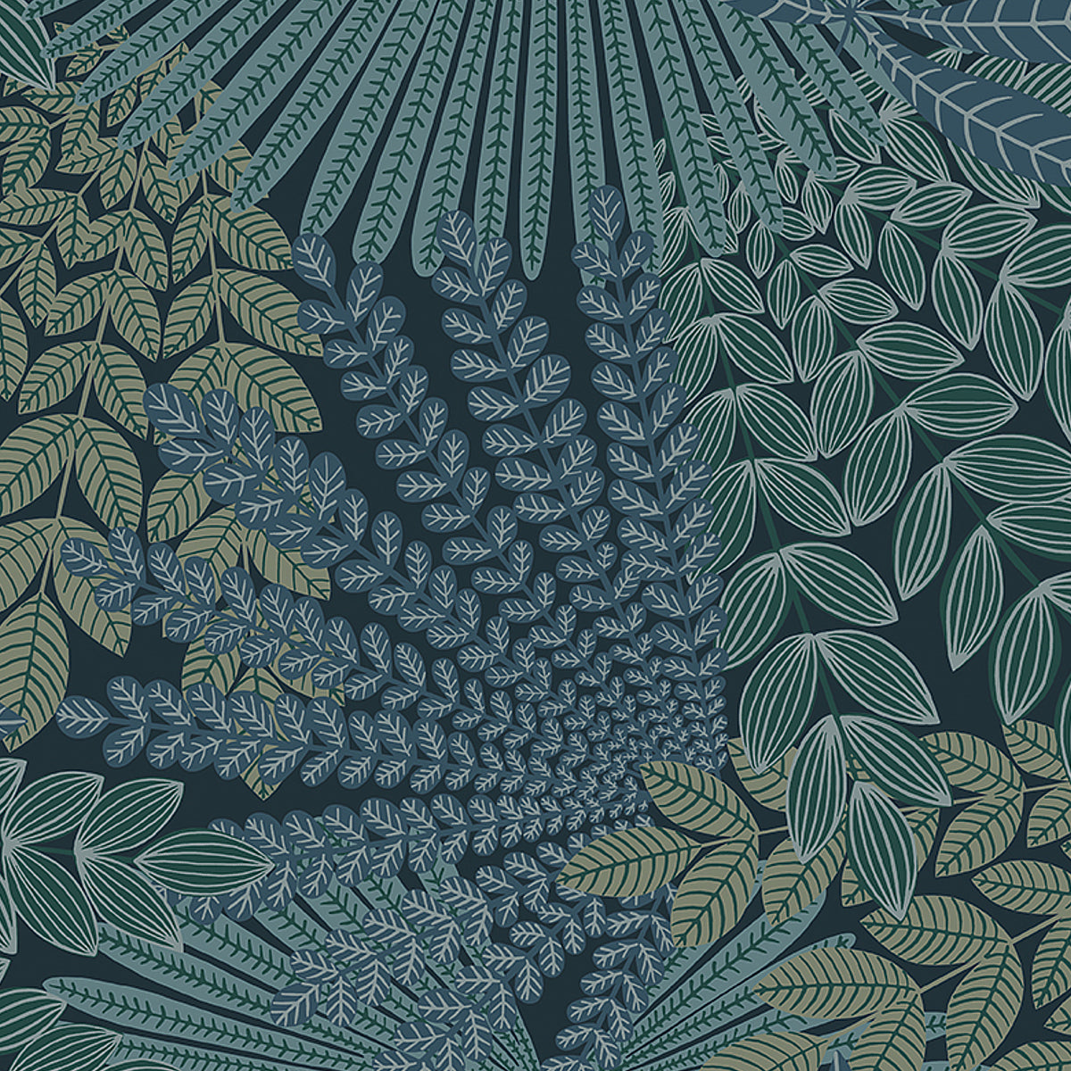 SCHUMACHER WALLCOVERING  BORASTAPETER VELVET LEAVES   SPRUCE AND BLUE   - 2261