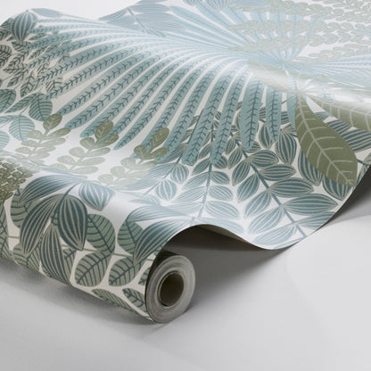 SCHUMACHER WALLCOVERING  BORASTAPETER VELVET LEAVES   IVORY AND SAGE   - 2262