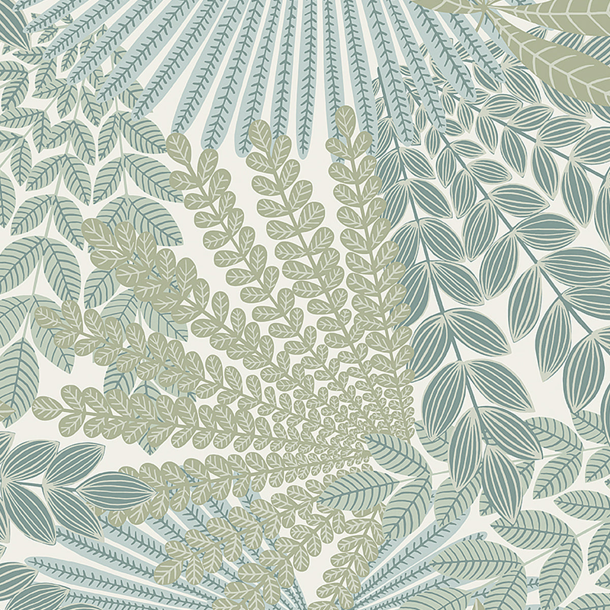 SCHUMACHER WALLCOVERING  BORASTAPETER VELVET LEAVES   IVORY AND SAGE   - 2262