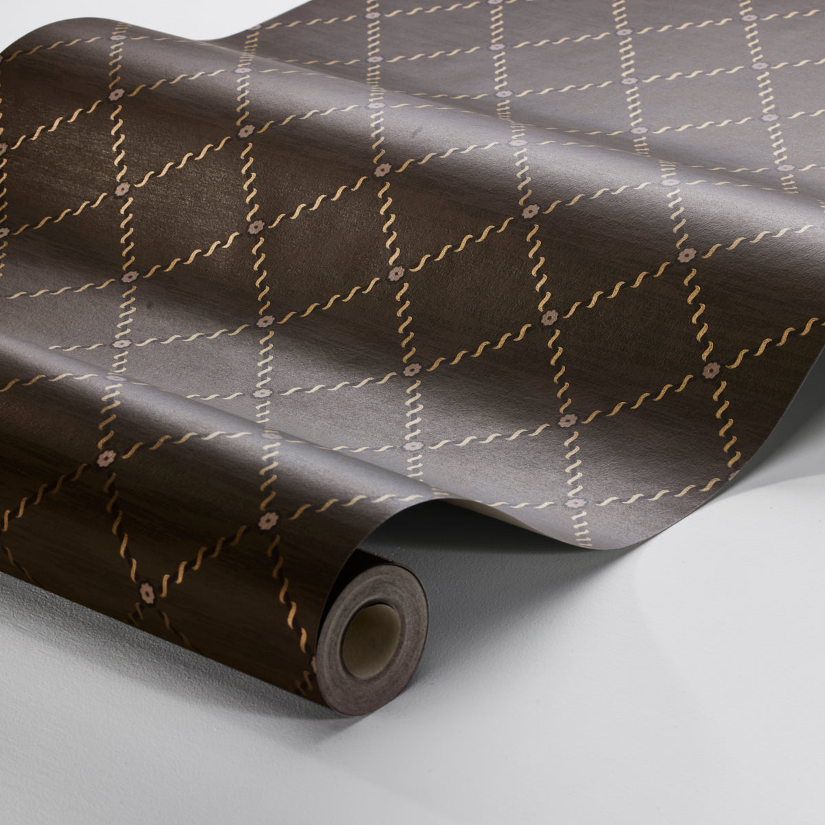 SCHUMACHER  Borastapeter GOLDEN TRELLIS   BROWN , GOLD   - 2264