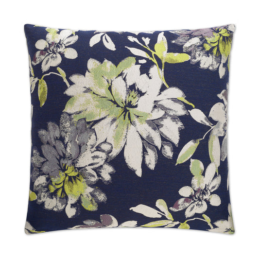 D.V. KAP HOME   24" x 24" Cloverfield Pillow - Indigo Floral    - 2266-I-2424