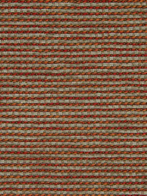 Close-up of striped woven textile in gray and orange with braided yarns; upholstery fabric.