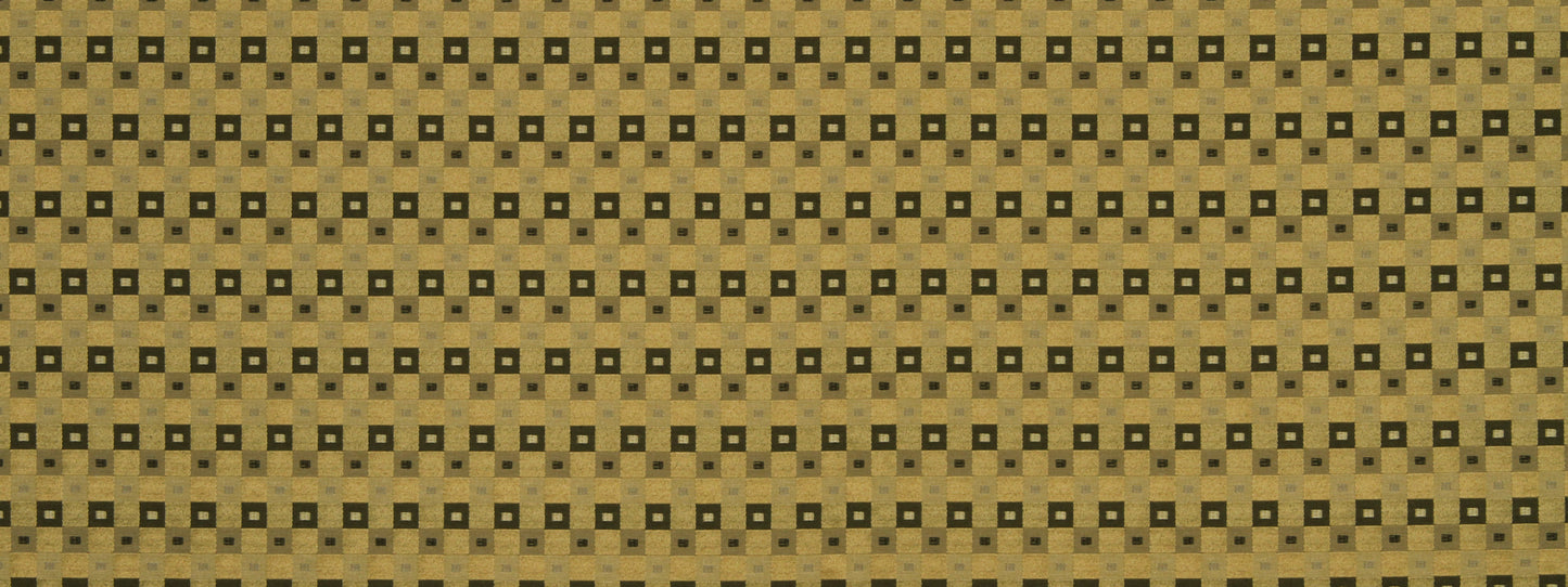 Beige-tan woven fabric with tiny black square checks; retro geometric checker pattern.