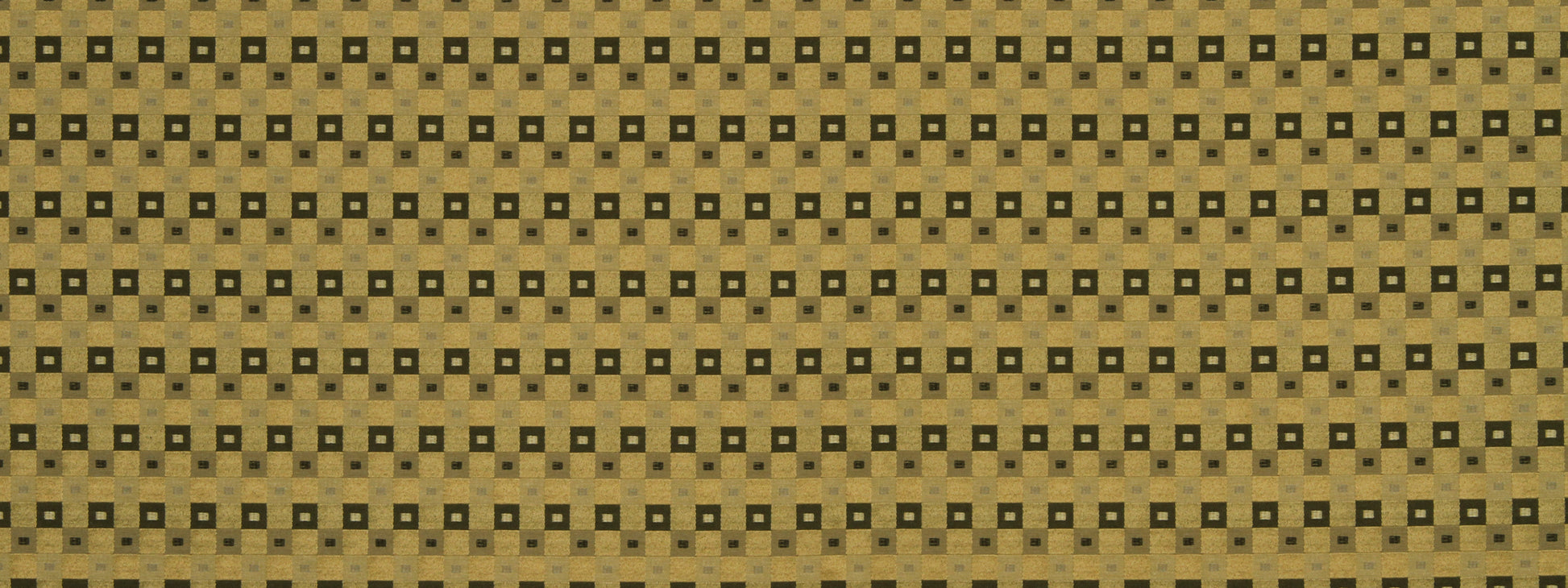 Beige-tan woven fabric with tiny black square checks; retro geometric checker pattern.