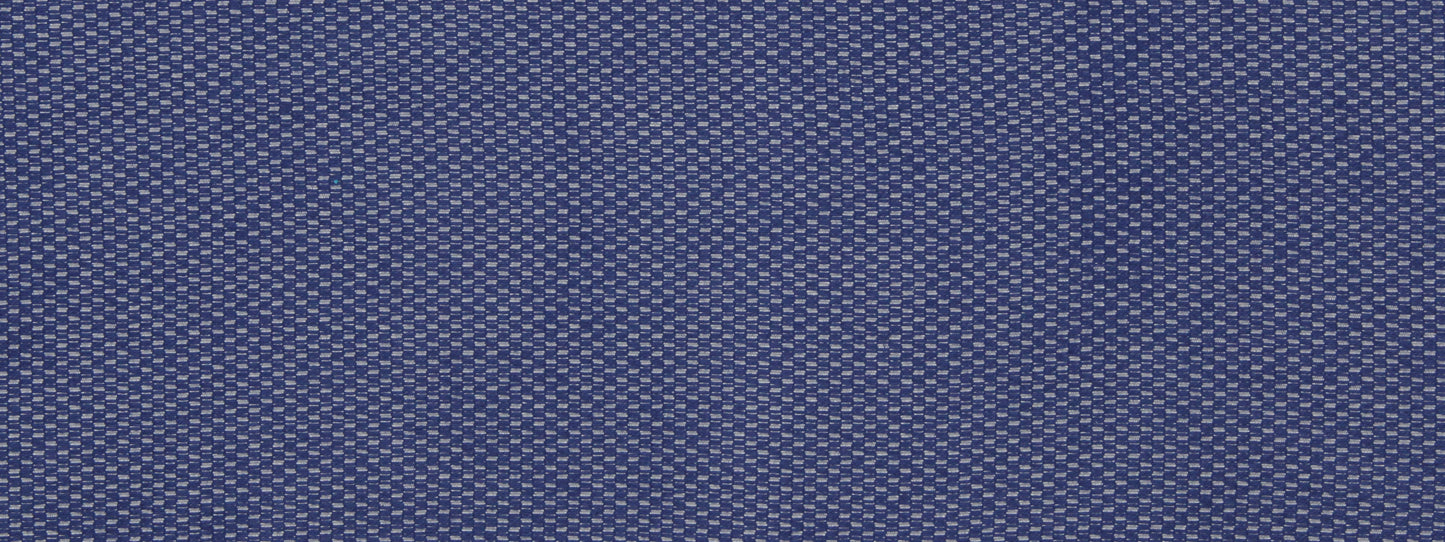 Close-up of cobalt upholstery fabric featuring a woven ladder pattern and subtle texture.