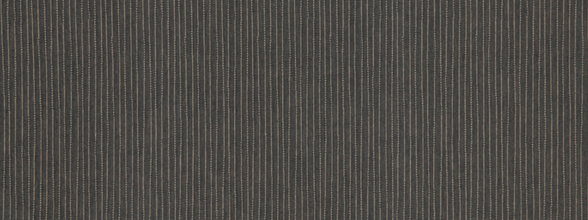 Charcoal gray fabric with fine white vertical pinstripes; woven textile suitable for upholstery.
