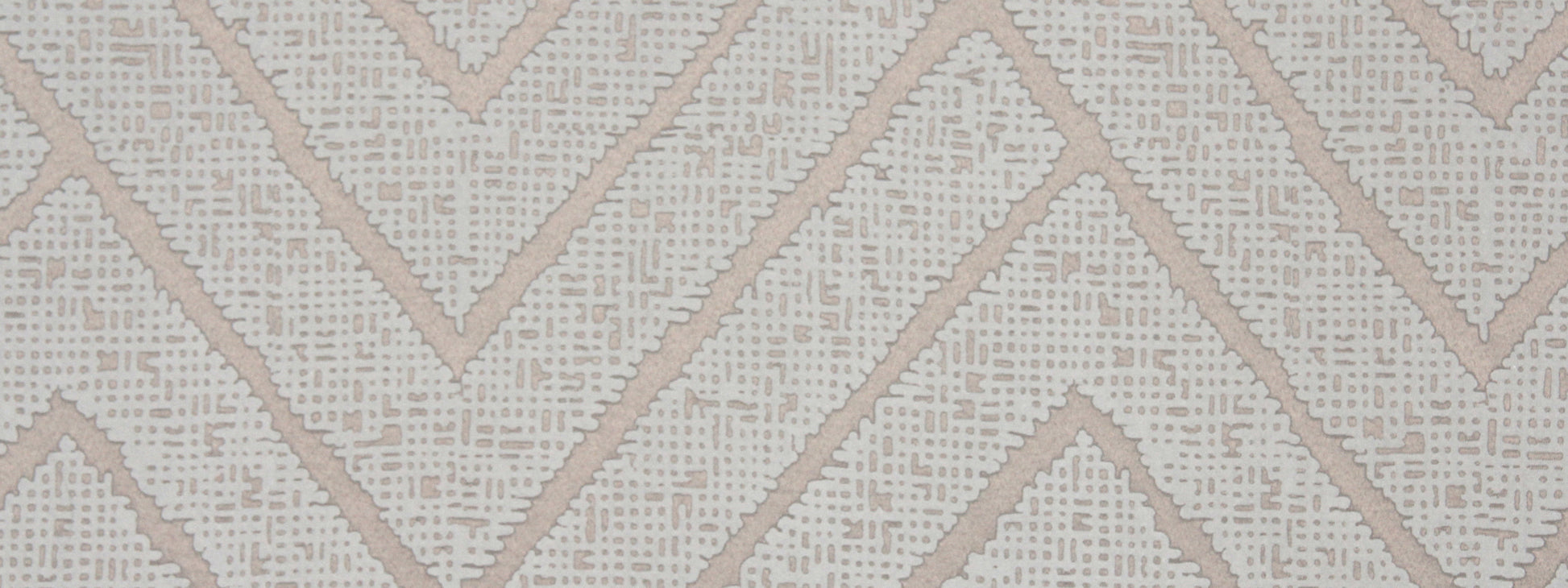 Graphite woven textile with taupe geometric diamond/chevron pattern; textured decorative rug or wallcovering.