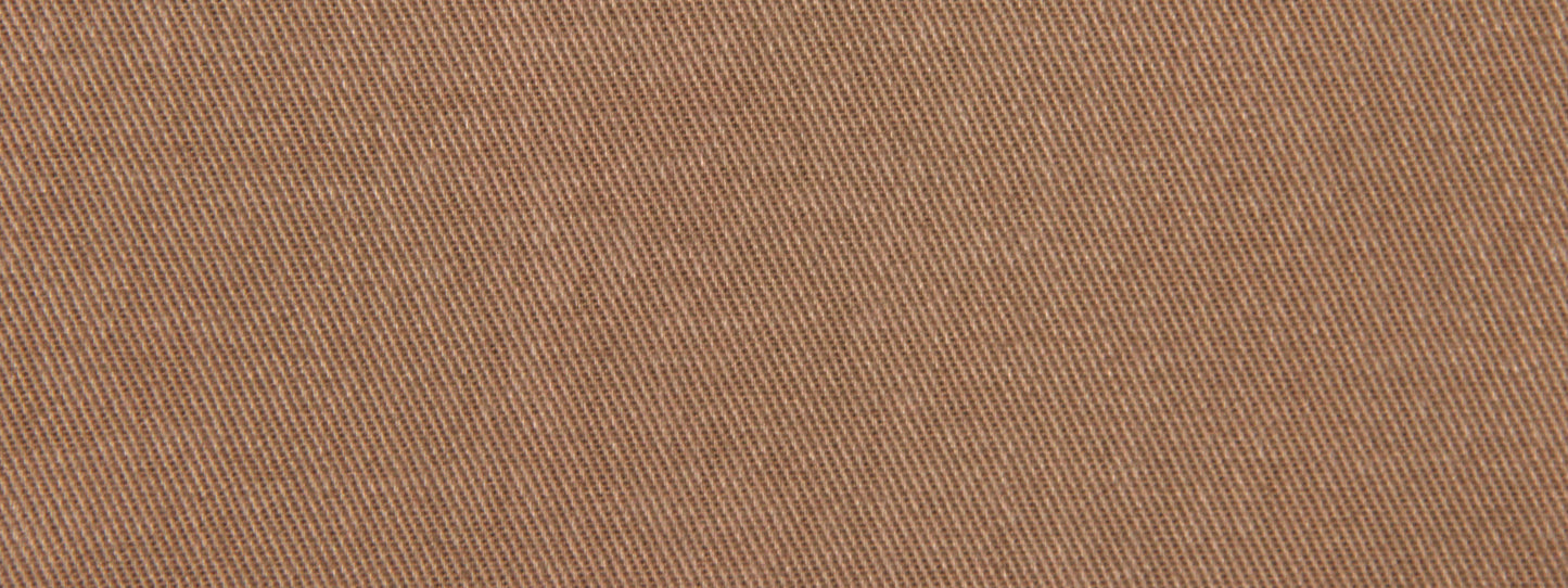 Tan-brown twill fabric close-up with diagonal rib weave and soft, rugged texture.