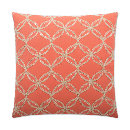 Salmon Beach square decorative pillow, 24" x 24", circular dot pattern.