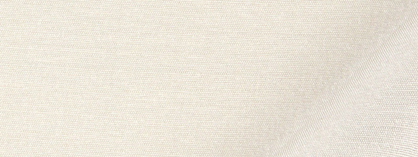 Beige silk drapery fabric close-up showing a woven texture and visible threads.