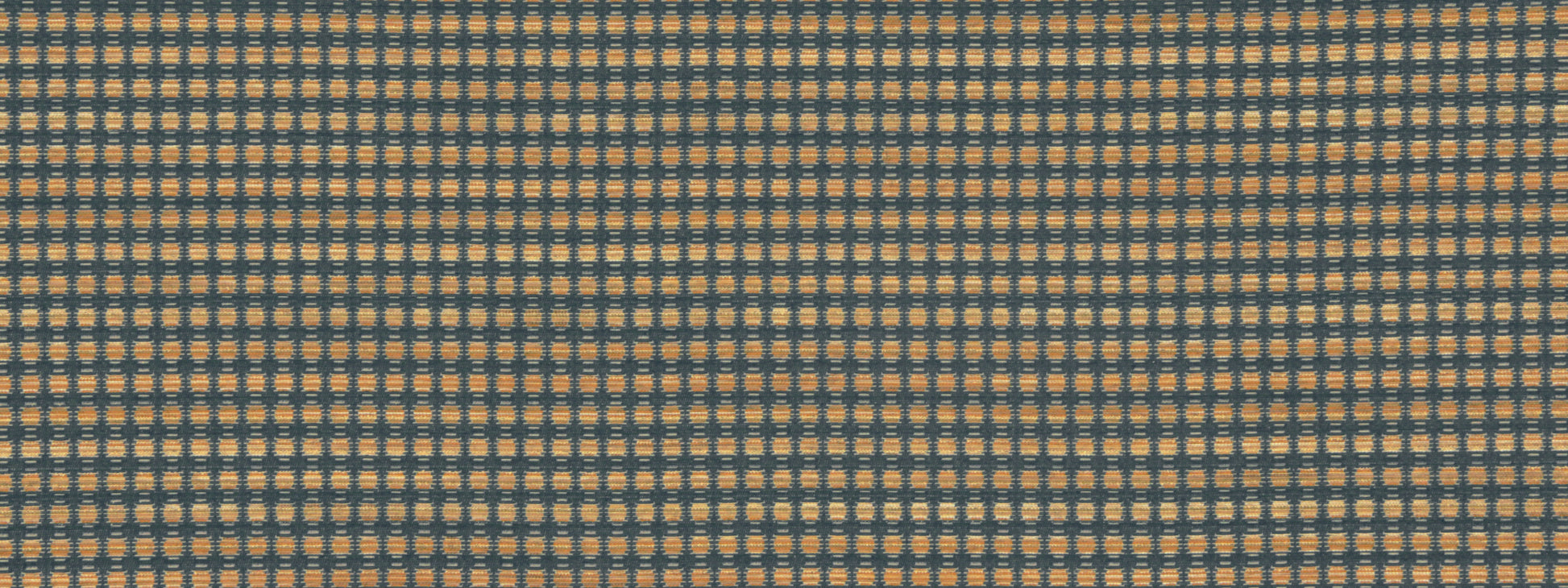 Azure blue woven upholstery fabric with a tan small checkered grid pattern; tight weave.