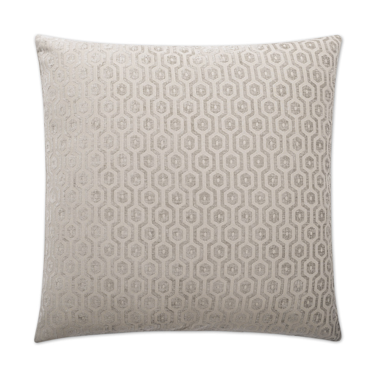 Grey 24" x 24" square decorative throw pillow with subtle textured interlocking hex ring pattern.
