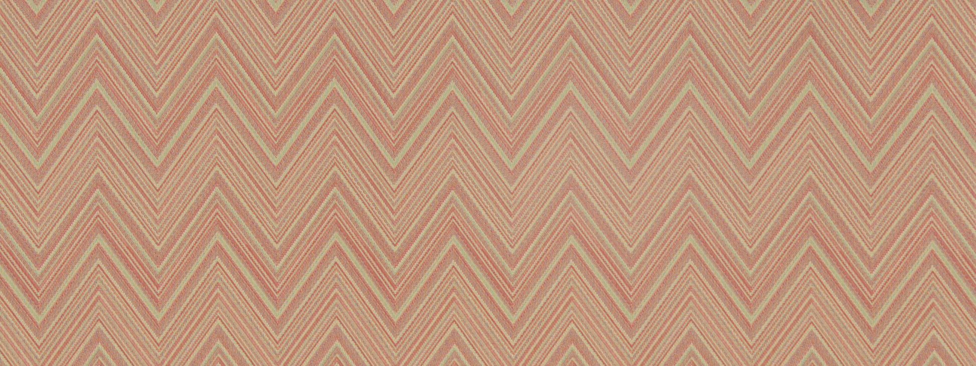 Apricot upholstery fabric with peach and cream chevron zigzag pattern.