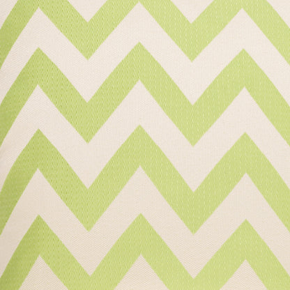 Lime green chevron zigzag pattern on cream woven pillow fabric.