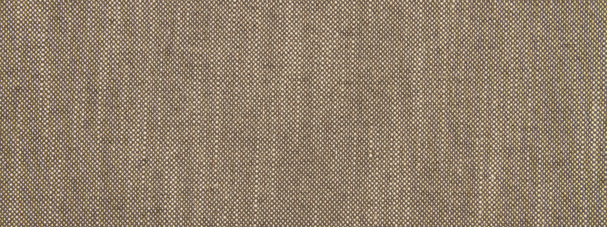 Close-up of brown linen canvas upholstery fabric with natural tan and taupe threads; woven texture suitable for upholstery or crafts.
