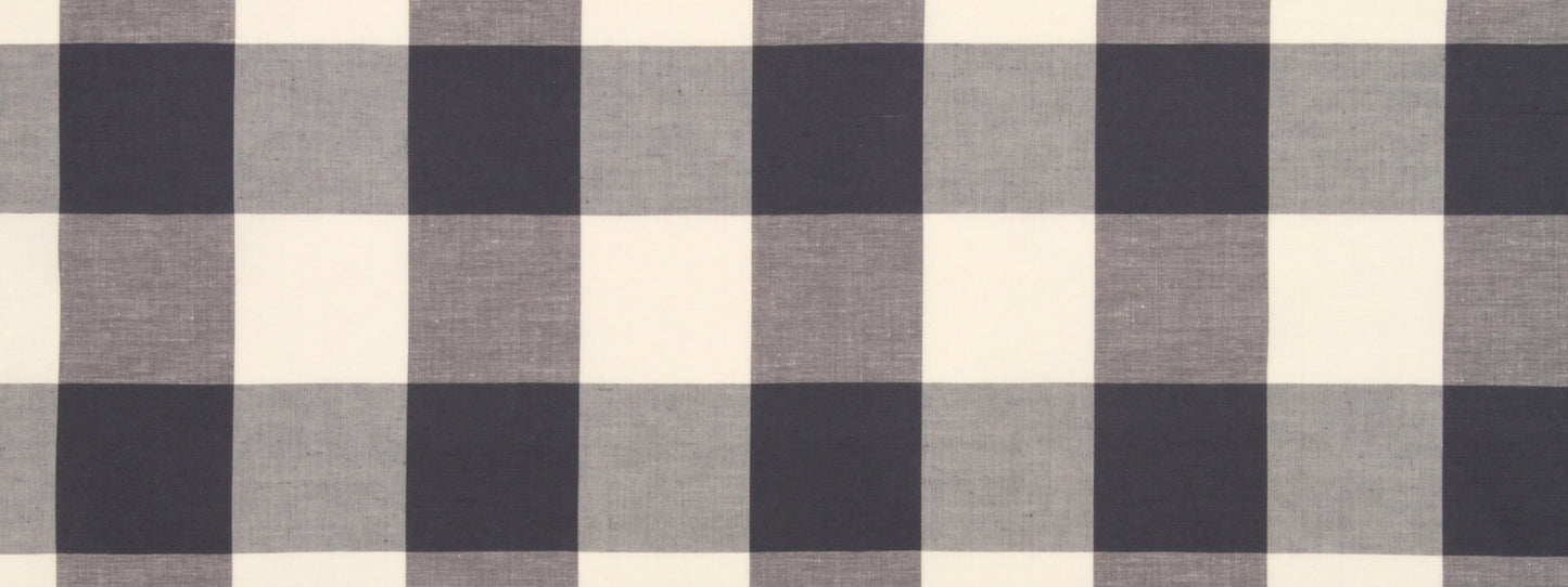 Navy and beige checkered fabric pattern with large squares and a woven texture.