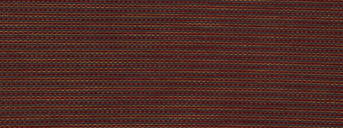 Dark brown woven upholstery fabric with subtle red & orange threads; textured.