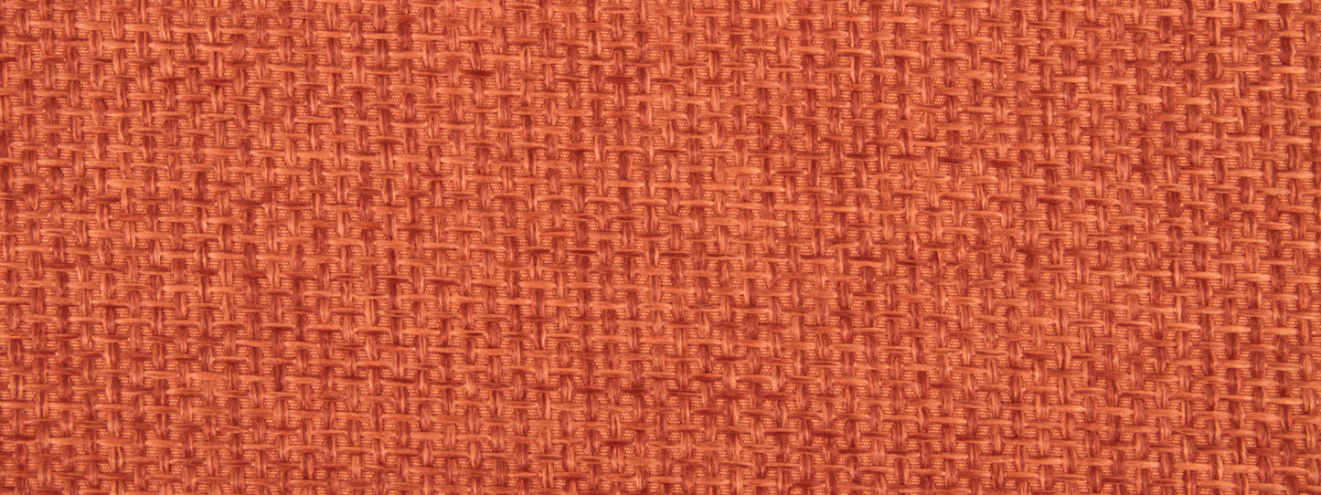 Orange woven fabric close-up with a tweed-like texture; upholstery fabric.