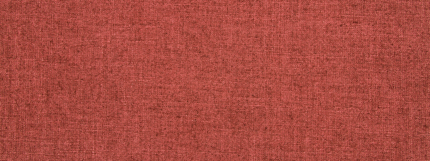 Raspberry red textured upholstery fabric with visible weave and linen-like fibers, ideal for upholstery or crafts.