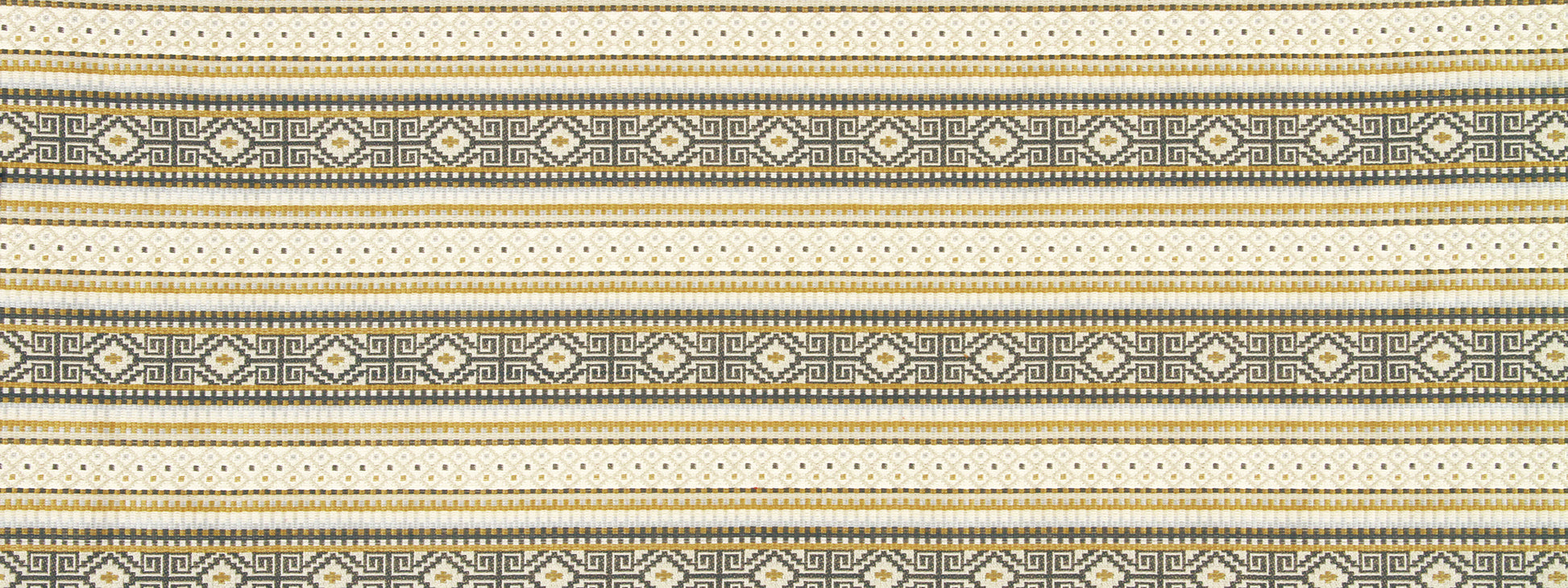 Woven striped textile with repeating blue-gray diamond motifs on beige, boho tribal fabric.