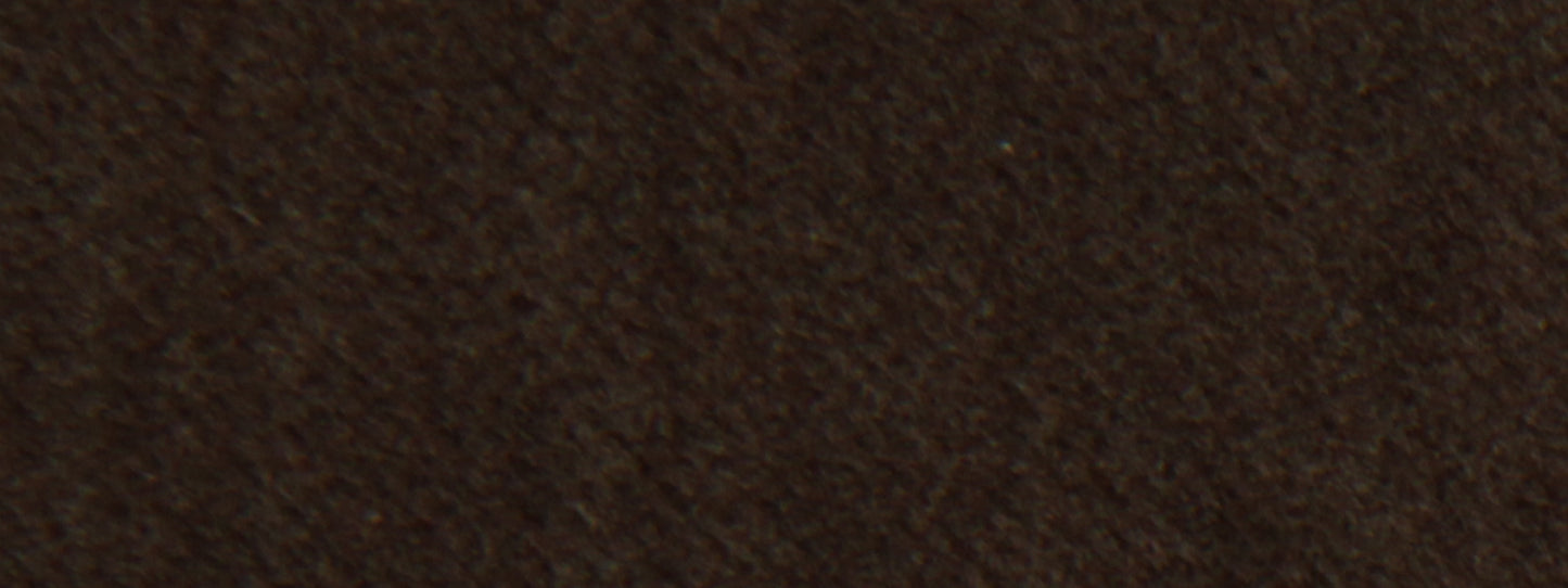 Close-up of dark brown suede-like fabric with soft nap; versatile for upholstery or apparel.
