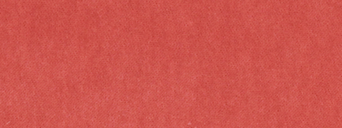 Red-orange woven upholstery fabric close-up with a soft matte texture.