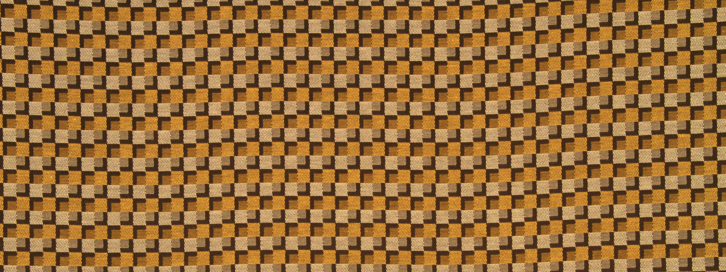 Close-up of walnut-brown woven fabric with a small checkered pattern; textured textile suitable for upholstery or crafts.