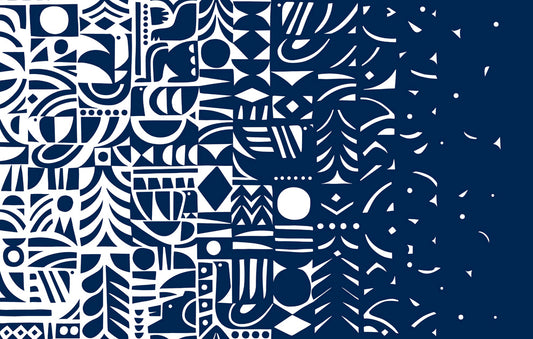 Marimekko Marimekko Vol. 5 Yön Varjo Illustration Contemporary Blue Satin Sidewall - 23325X