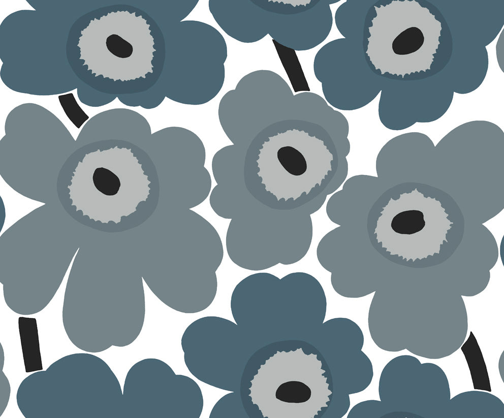 Marimekko Marimekko Vol. 5 Unikko Illustration Contemporary Grey Satin Sidewall - 23353X