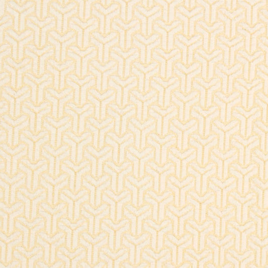 Cream-beige upholstery fabric with a repeating interlocking Y-shaped motif; subtle geometric pattern.