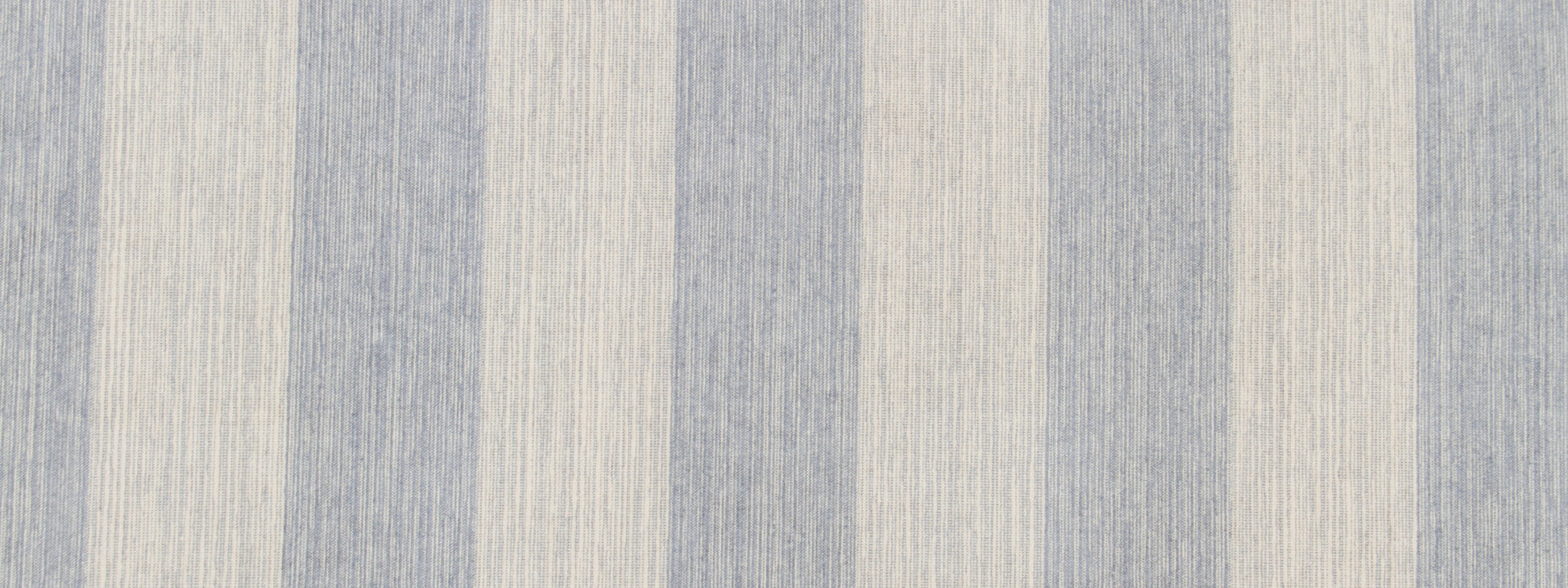 Blue and ivory striped woven fabric with subtle texture, vertical stripes for upholstery or curtains.