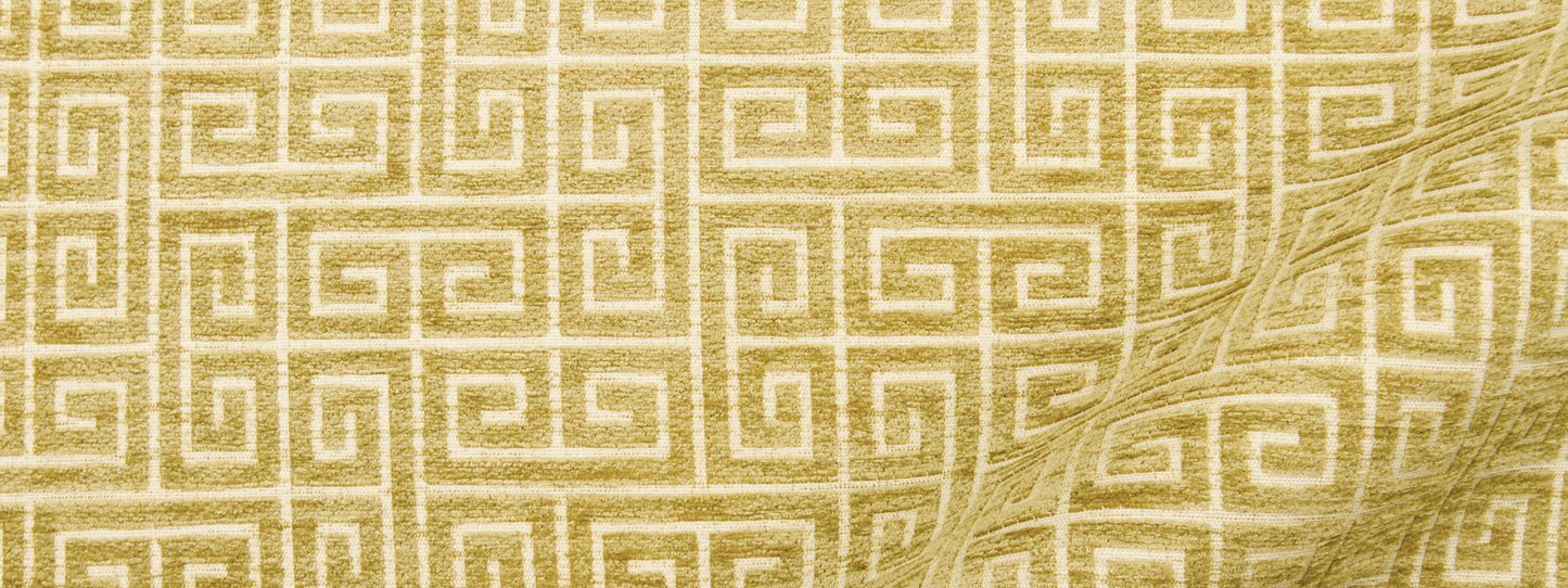Gold metallic keys pattern fabric with folded corner