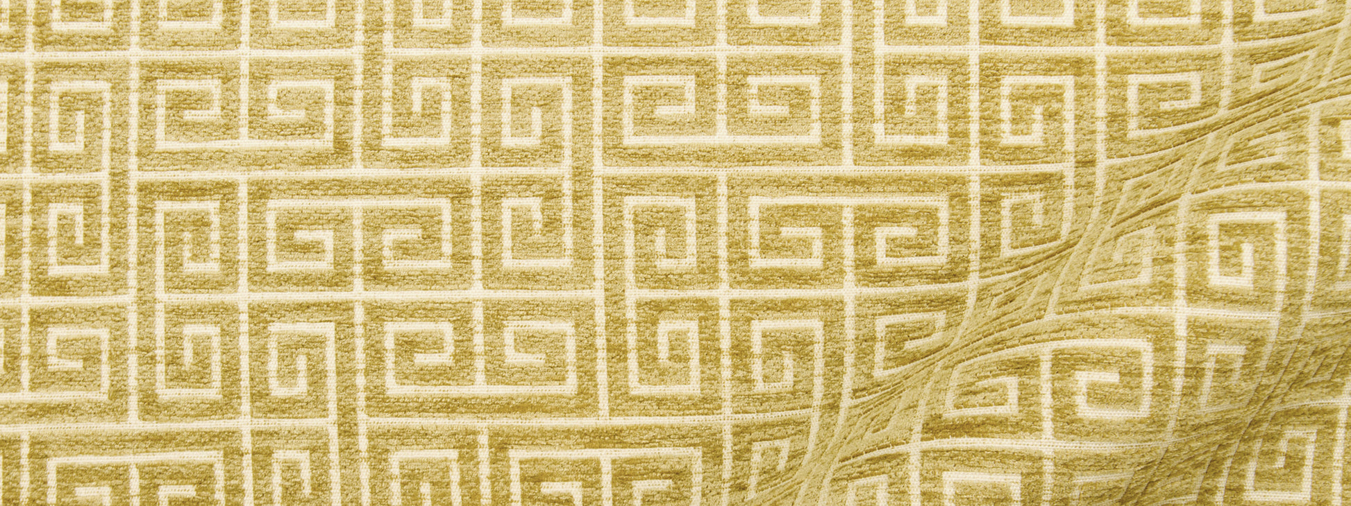 Gold metallic keys pattern fabric with folded corner