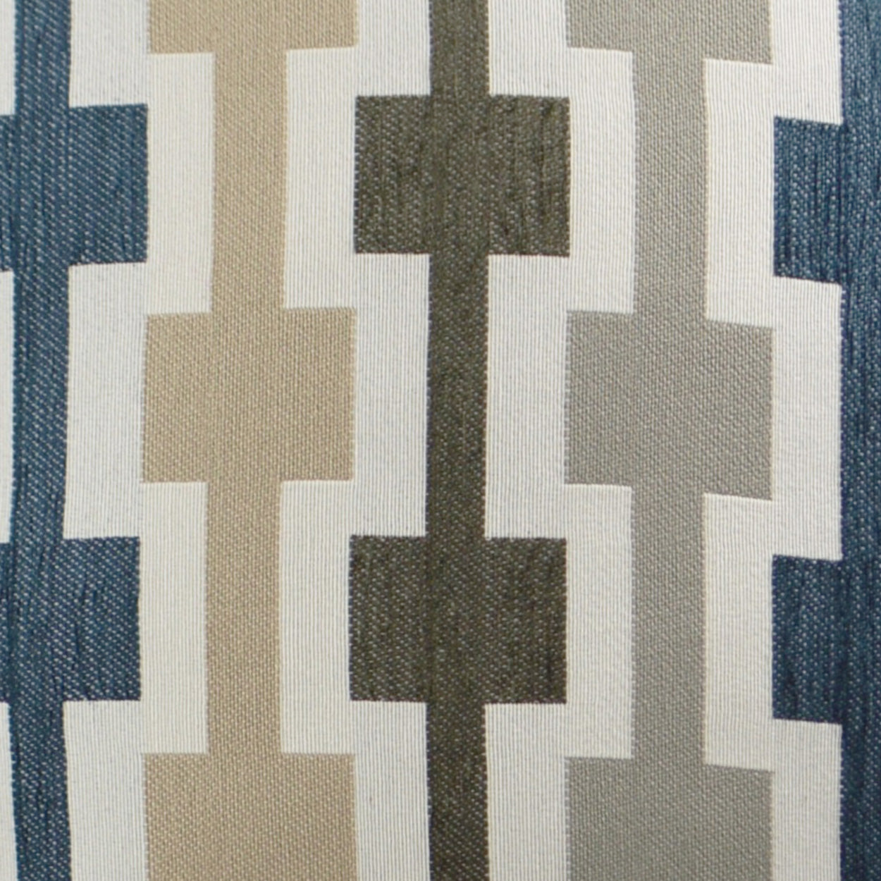 Blue geometric pillow with a block pattern, 24" x 24