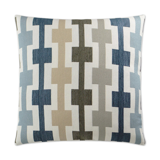 D.V. KAP HOME   24" x 24" Hopscotch Pillow - Blue Geometric    - 2344-B-2424