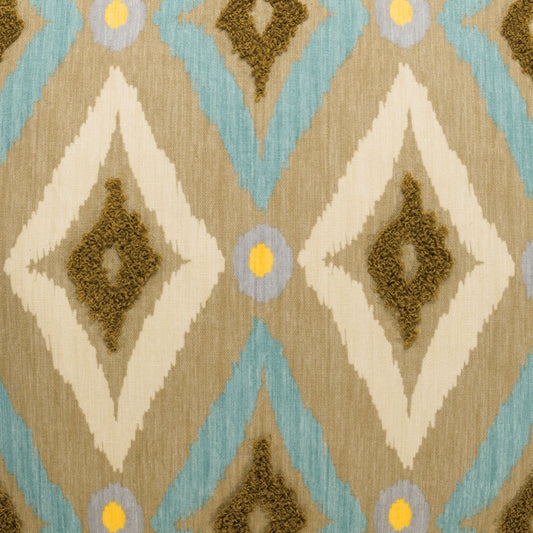 D.V. KAP HOME 2350-P-YARD Modern Ikat Fabric - Pool Geometric, Global  Turquoise,Teal   - Modern Ikat