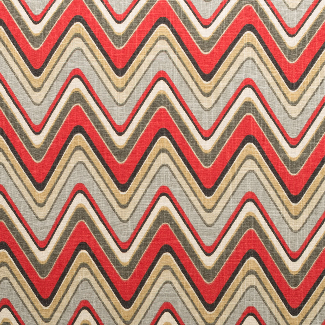 Chevron zigzag pillow in red, cream, beige, gray and tan; 24" x 24" woven decorative pillow.