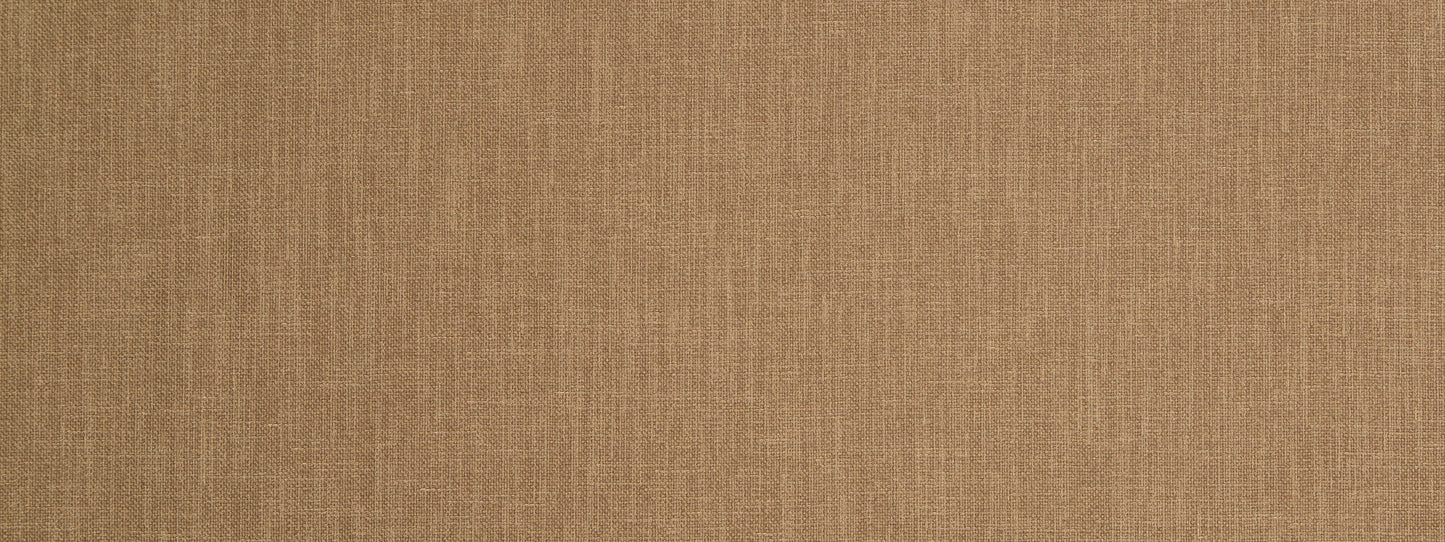 Tan woven fabric close-up with visible fibers and grid-like weave; natural textile for upholstery or crafts.