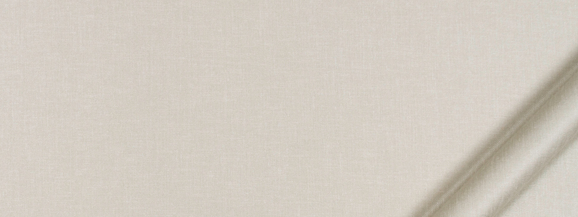 Beige linen-like fabric close-up with woven texture and a diagonal fold.