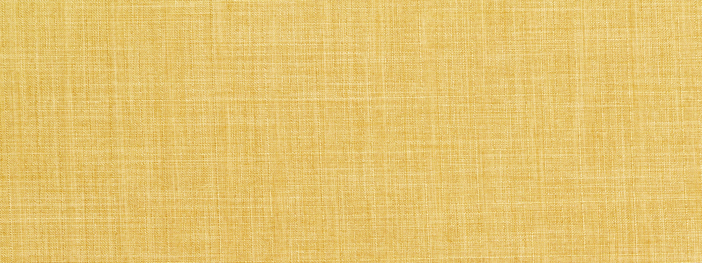 Close-up of golden yellow linen fabric texture with visible weave.