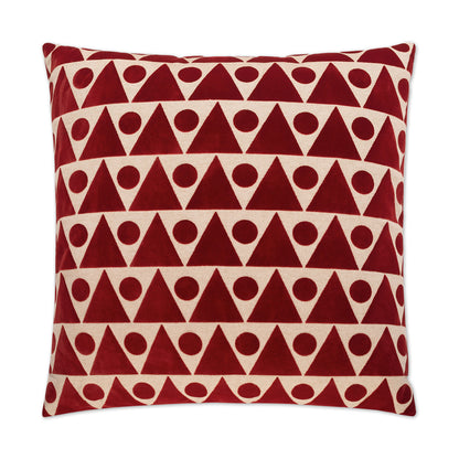 D.V. KAP HOME   24" x 24" Kilo Pillow - Red Geometric    - 2393-R-2424